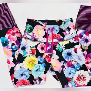 Old Navy Women’s Vibrant Floral Leggings with Stripes